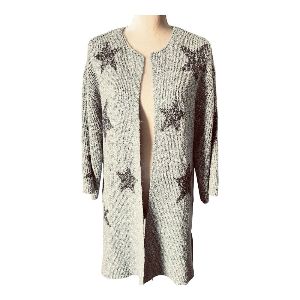Cupcakes And Cashmere Open Front Long Cardigan Size M Laced Sides Celestial
